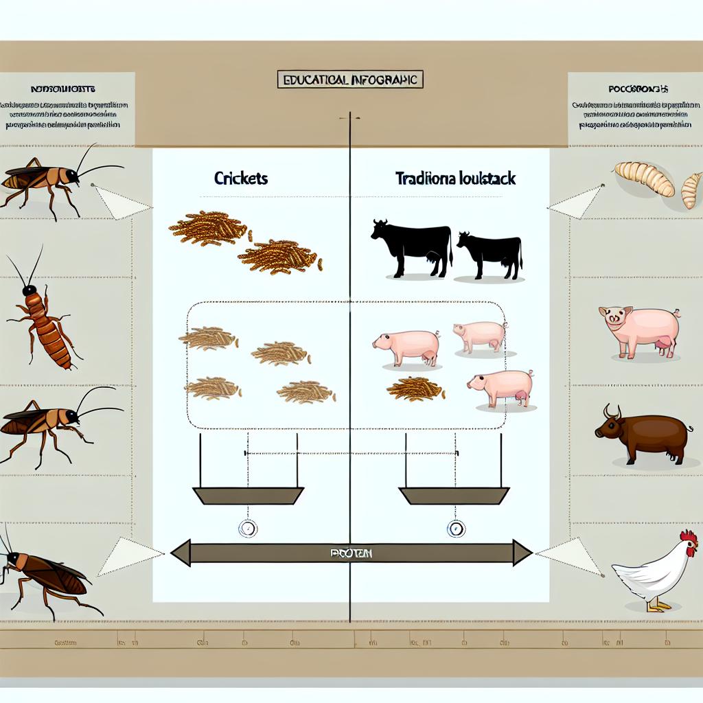 How insects compare to traditional livestock in protein production.