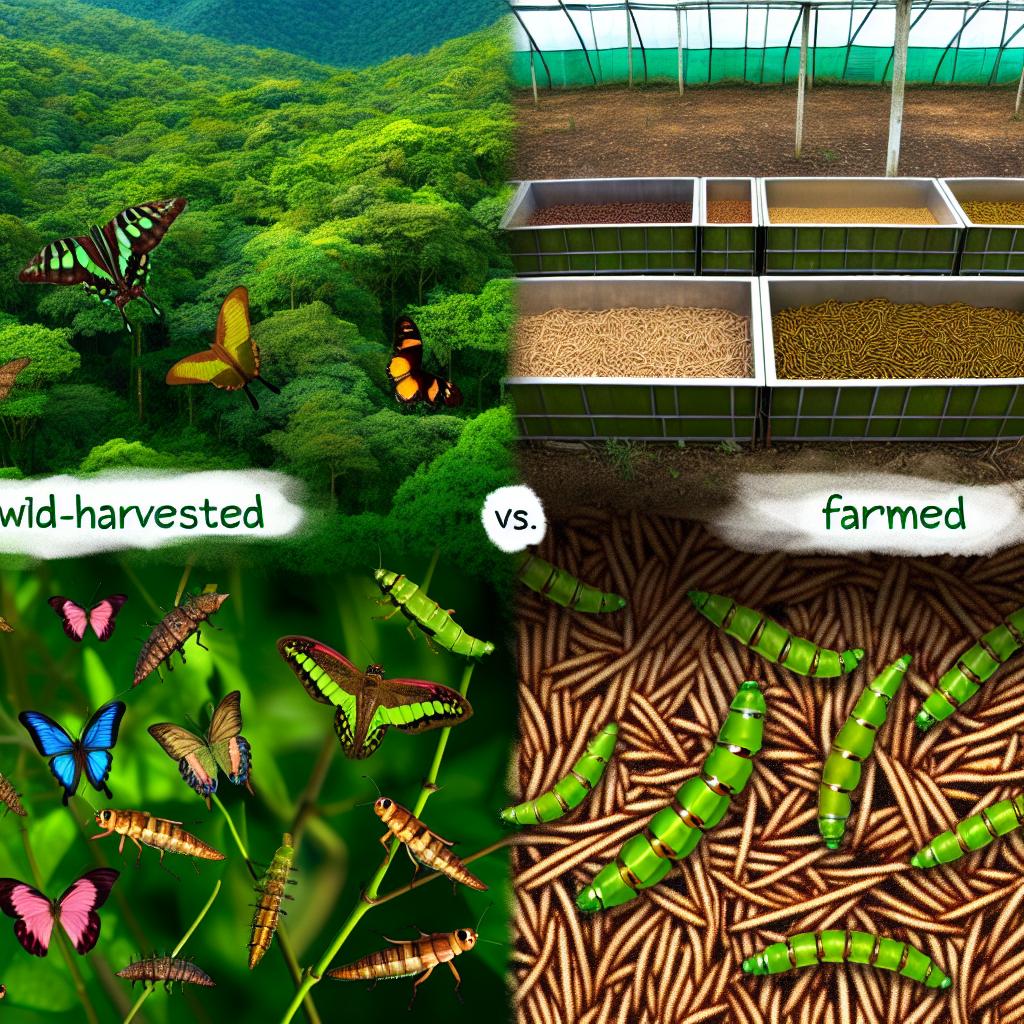 The difference between wild-harvested and farmed insects.